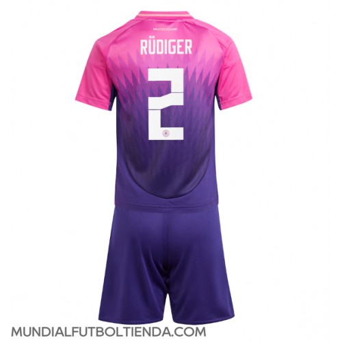 Camiseta Alemania Antonio Rudiger #2 Segunda Equipación Replica Eurocopa 2024 para niños mangas cortas (+ Pantalones cortos)